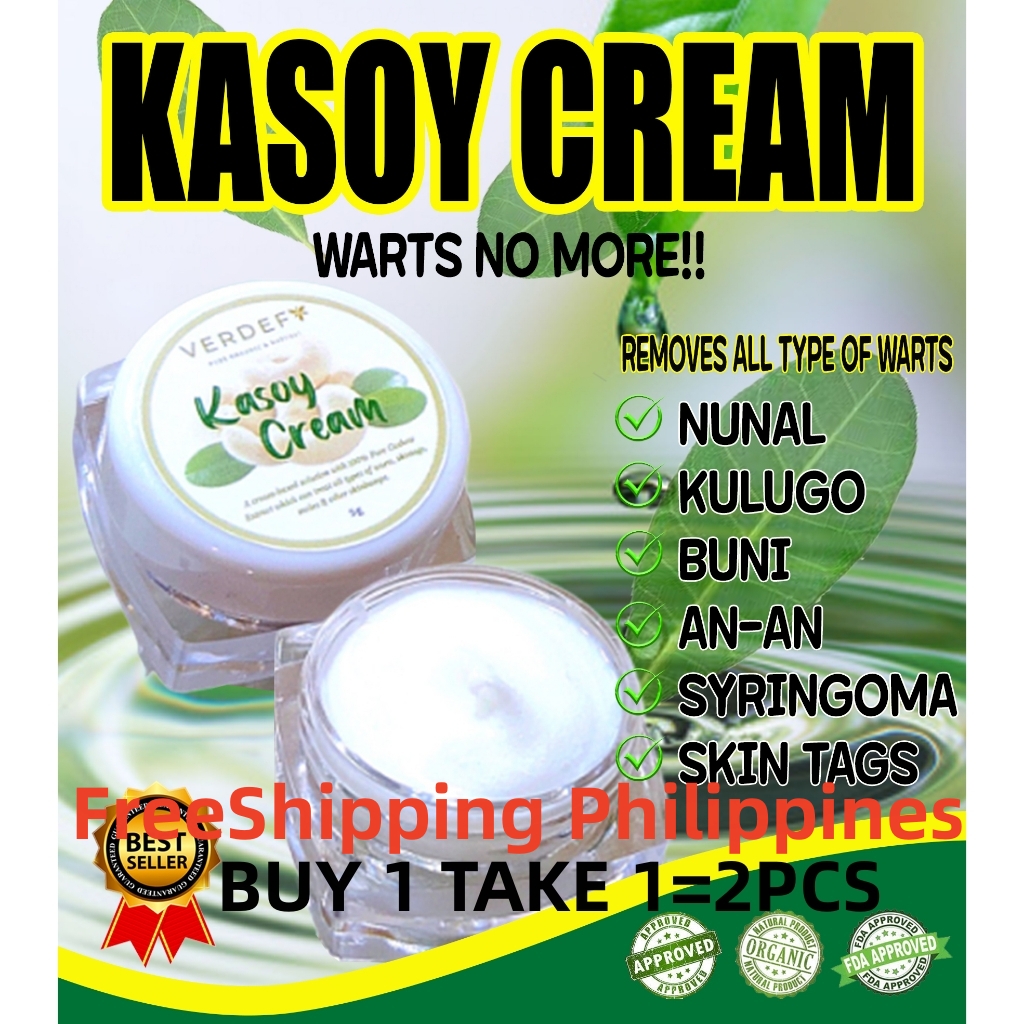 FreeShipping Philippines BUY1 TAKE1 Kasoy Cream Organic Safe & Effective Remover of Warts Mole Skintags Syringoma by VERDEFY