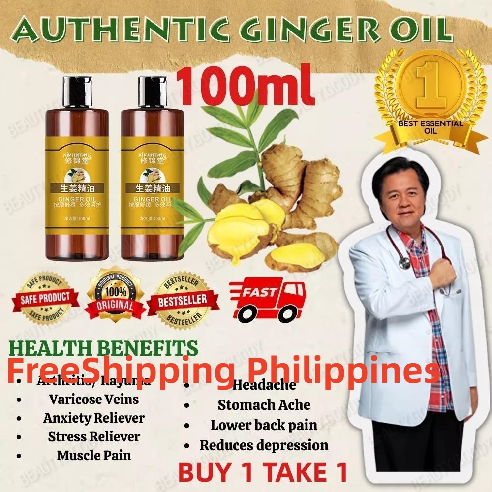 FreeShipping Philippines BUY 1 TAKE 1 100ML Ginger Essential Oil Ginger Massage Oil Body Oil Body & Massage Oil