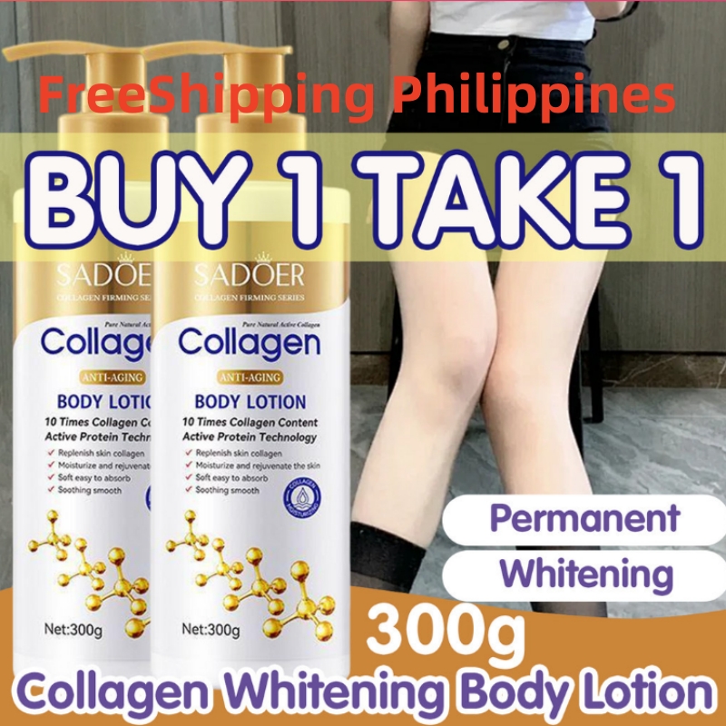 FreeShipping Philippines BUY 1 TAKE 1 300g Collagen Whitening Body Lotion Moisturizin Smooth Firming Skin Remove Melanin