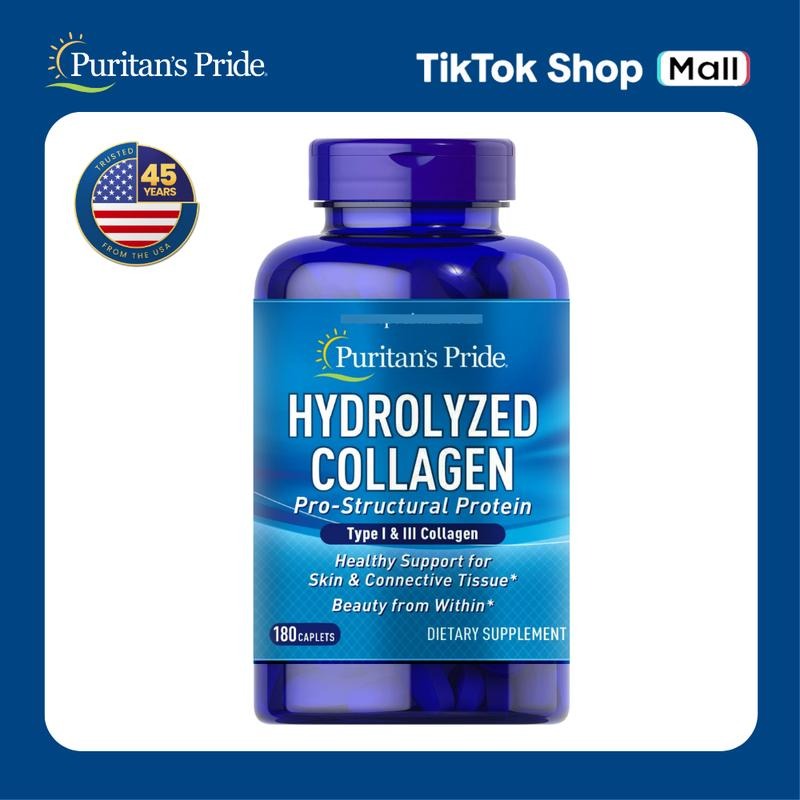 Collagen Hydrolyzed 1000 mg 180 caplets Puritan's Pride Skin Anti Aging Supplement Beauty Colagen Dietary Healthcare Fitness Edible