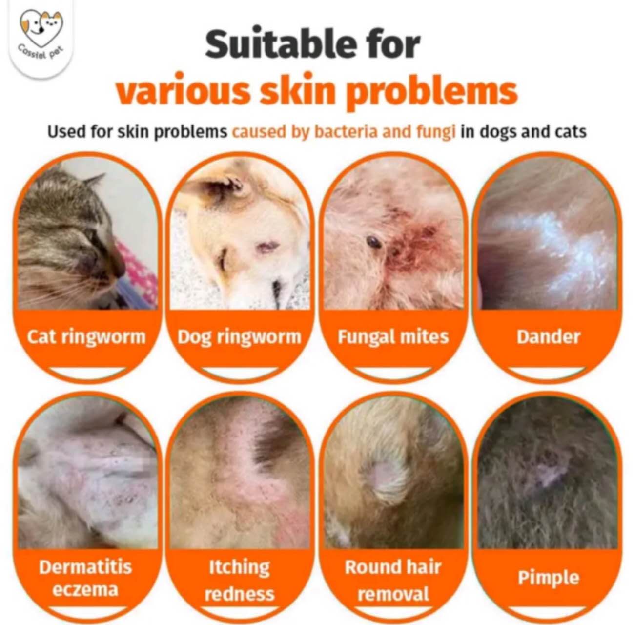 BUY 1 TAKE 2 Cassiel Pet Antifungal Wound Spray ForlItching,Ringworm,Mange,Anti Tick And Flea ForDogs & Cat Skin