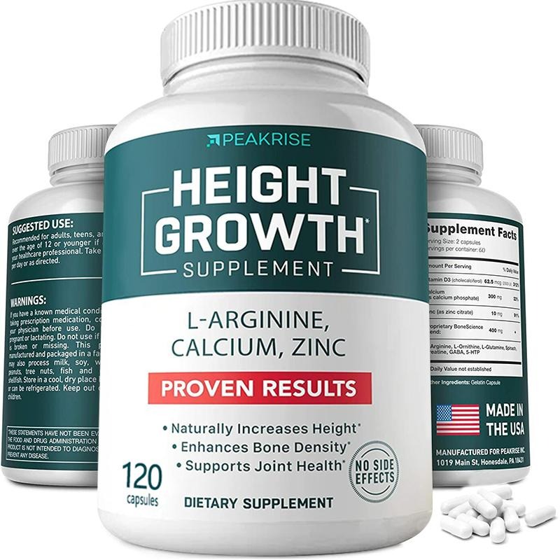 【Nationwide shipping】PEAKRISE Height, Natural Height, Calcium Bone Growth, Support Bone Strength 30 60 120 Vegetarian Capsules Supplement Edible