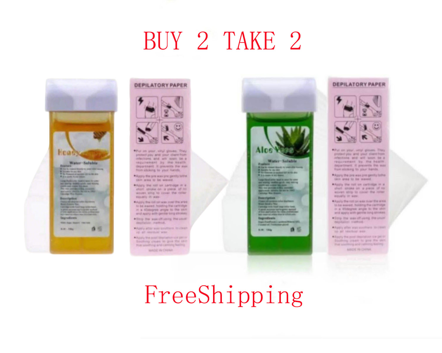 FreeShipping BUY 2 TAKE 2 Depilatory Wax Roller Cartridge For Hair Depilatory Non-woven Fabric Beeswax Paper Body Care Hair Removal Comfort Cream Cosmetic wax hair Handheld Depilatory hair removal non