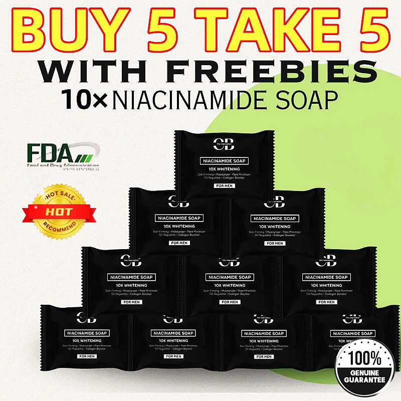 FreeShipping  BUY 5 TAKE 5=10PCS CB NIACINAMIDE SOAP FOR MEN 10X WHITENING SOAP Anti-Acne Whitening All Skin Types Oil Control Sensitive Skin Oil Control Hydrating  Skincare Comfort Body Care Skin Rep