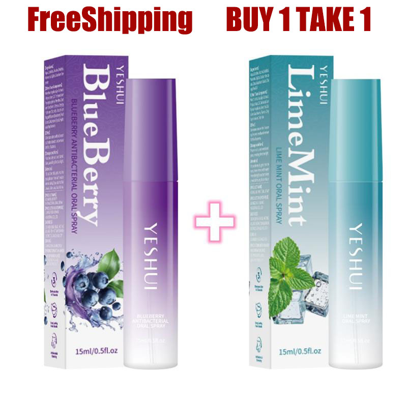 FreeShipping BUY 1 TAKE 1  15ML Blueberry Mint Mouth Spray Bad Breath Treatment Freshener Mouthwash