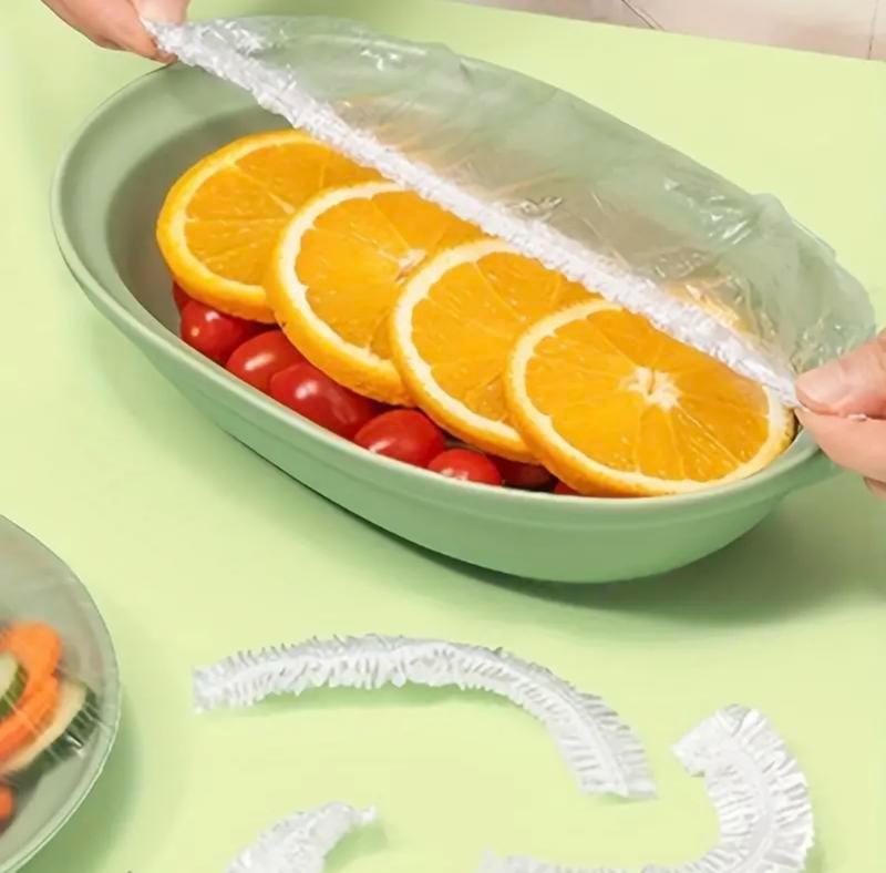 FreeShipping【BUY 2  TAKE 2】100PCS Disposable Bowl Cover Elastic Food Storage Plastic Cover Stretchable Food Cover Bowl Cover Reusable for Leftover