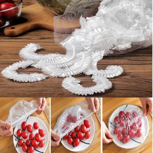 FreeShipping【BUY 2  TAKE 2】100PCS Disposable Bowl Cover Elastic Food Storage Plastic Cover Stretchable Food Cover Bowl Cover Reusable for Leftover
