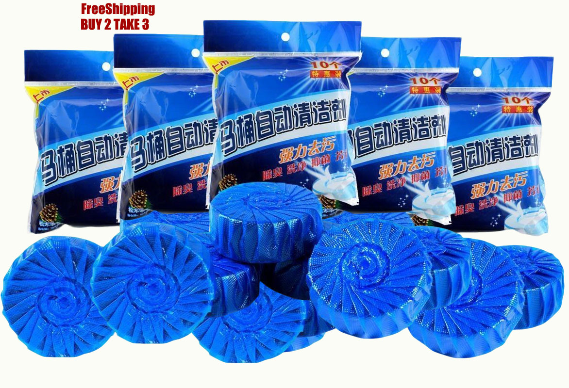 FreeShipping BUY 2 TAKE 3=50PCS Blue Soap Cleaner  Toilet Cleaner Bubble Deodorant Cleaning Toilet Flush