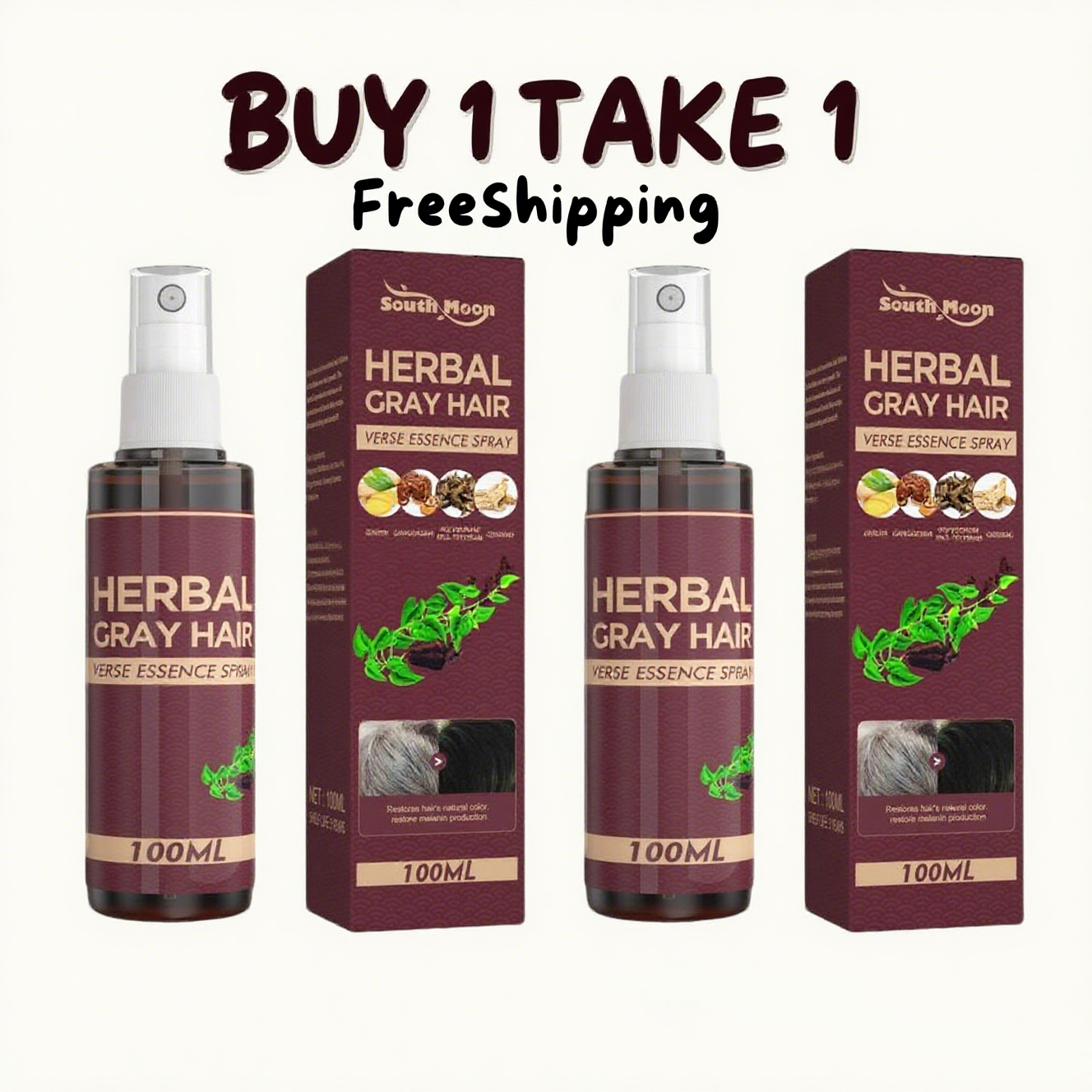  FreeShipping BUY 1 TAKE 1 Natural Color Spray Herbal Treatment Tonic Essence Spray Organic