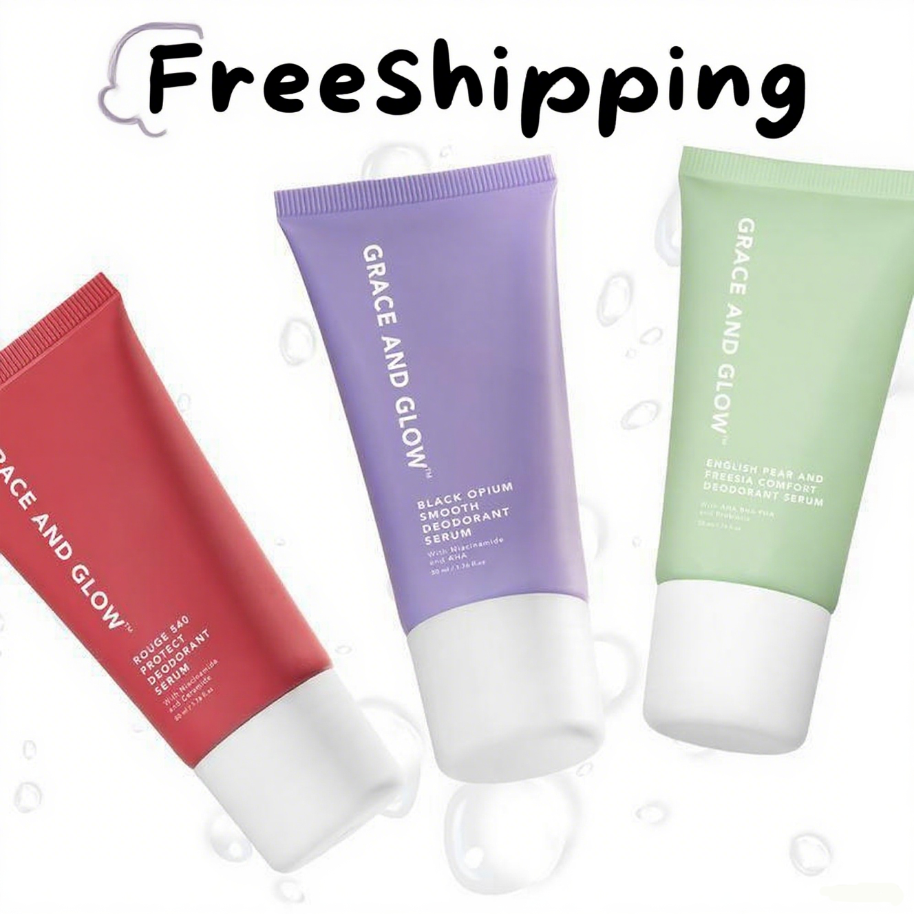 FreeShipping Grace and glow smooth deodorant serum roll on-underarm fragrance with niacamide