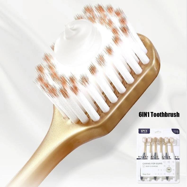 FreeShipping BUY 2 TAKE 2 6Pcs Toothbrush Set for Adult Family Pack Wide-Headed Deep Soft Bristle Toothbrush  Teeth Antibacterial Back Tooth Cleaning Unisex Household Family Travel Pack