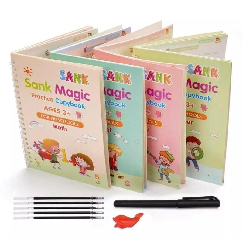 Freeshipping【 4PCS/Set 】Sank Magic Book Learn and Play ,Practice Writing Kids Reusable Learning Copybook