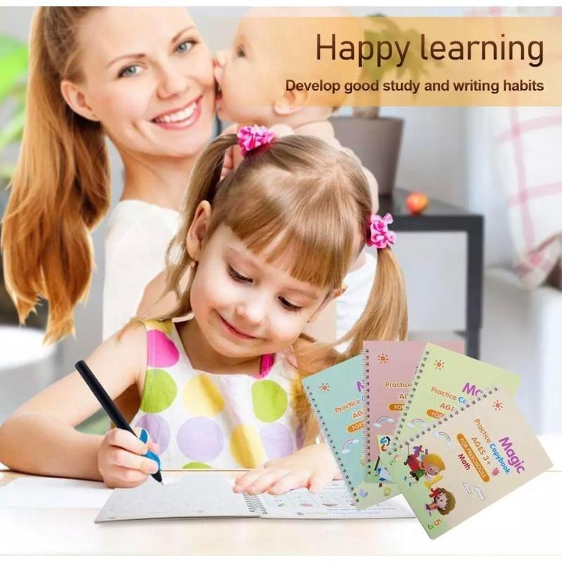 Freeshipping【 4PCS/Set 】Sank Magic Book Learn and Play ,Practice Writing Kids Reusable Learning Copybook