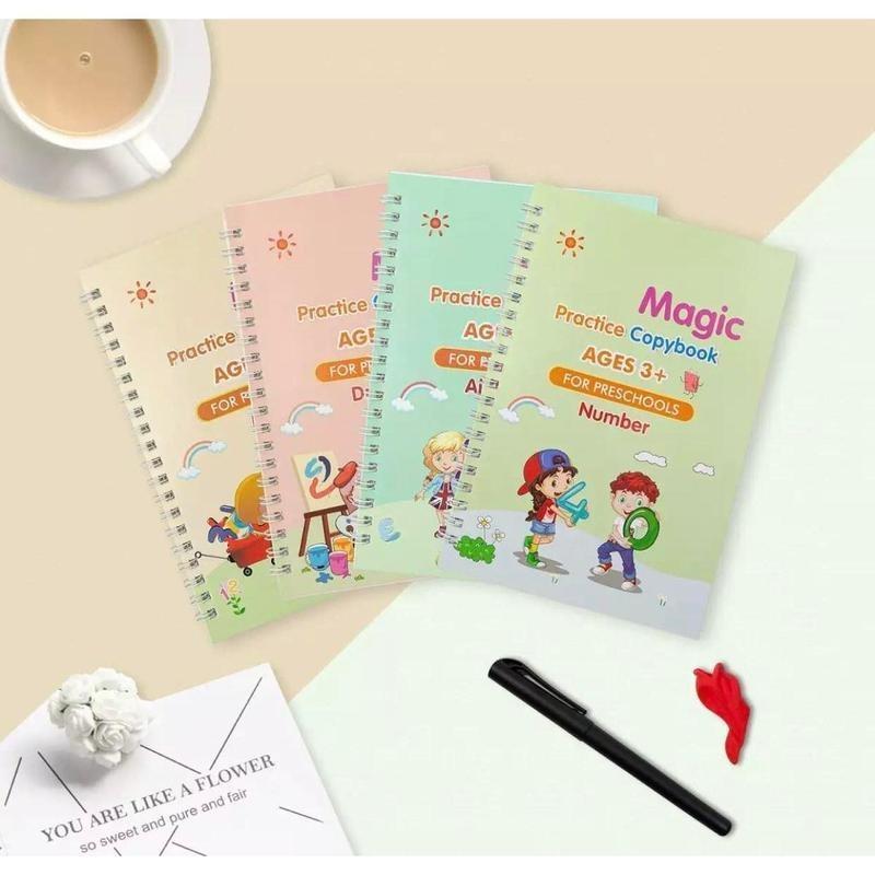 Freeshipping【 4PCS/Set 】Sank Magic Book Learn and Play ,Practice Writing Kids Reusable Learning Copybook