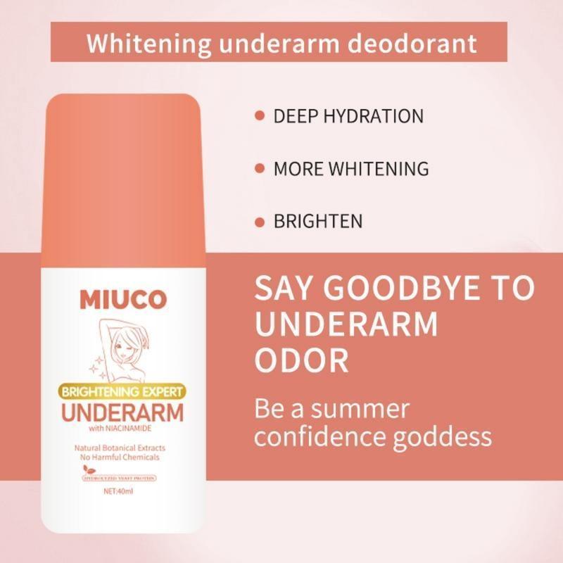 Freeshipping【BUY 1 TAKE 2 】MIUCO FDA 40ML Intensive Whitening Underarm Powder Dry Deodorant Under Arm Deo Roll on