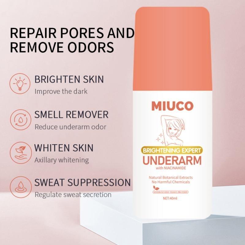 Freeshipping【BUY 1 TAKE 2 】MIUCO FDA 40ML Intensive Whitening Underarm Powder Dry Deodorant Under Arm Deo Roll on