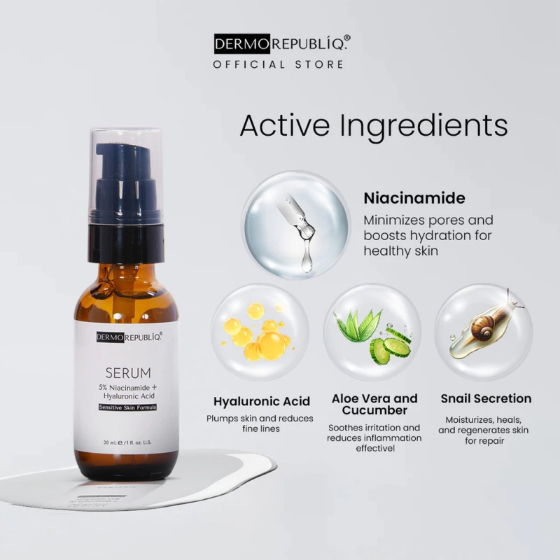 FreeShipping BUY 1 TAKE 2 Dermorepubliq 5% Niacinamide + Hyaluronic Acid Sensitive Skin Formula Serum - 30 mL