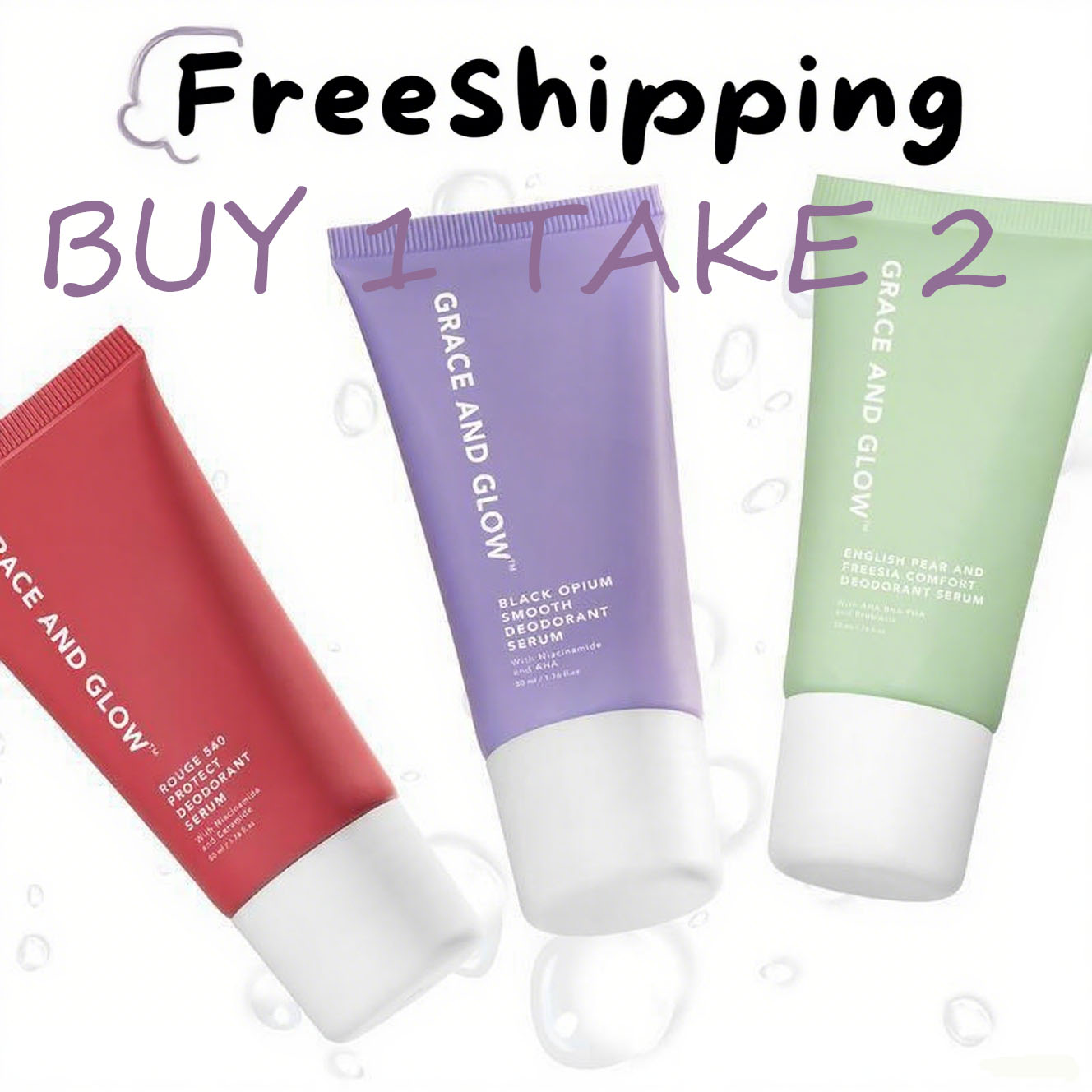 FreeShipping BUY 1 TAKE 2 Grace and glow smooth deodorant serum roll on-underarm fragrance with niacamide