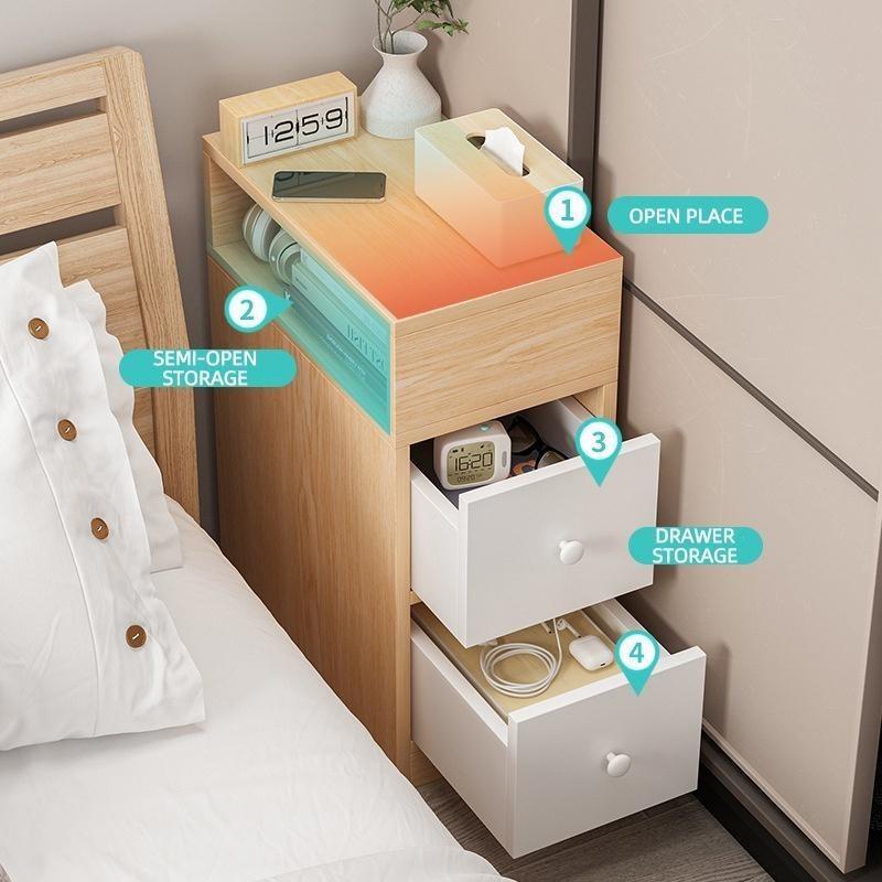 FreeShipping EXINHOME Bedside Table Modern Bedroom Wall Side Mini Simple Small Cabinet with Drawer Cabinet