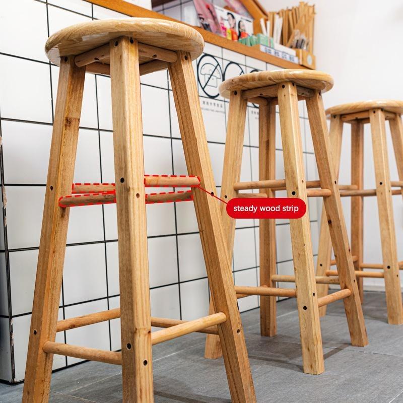 FreeShipping Solid Wood Milk Tea Stool Household High Chair Nordic Log Stool Solid Wood Bar Stool Free Non-slip Mat