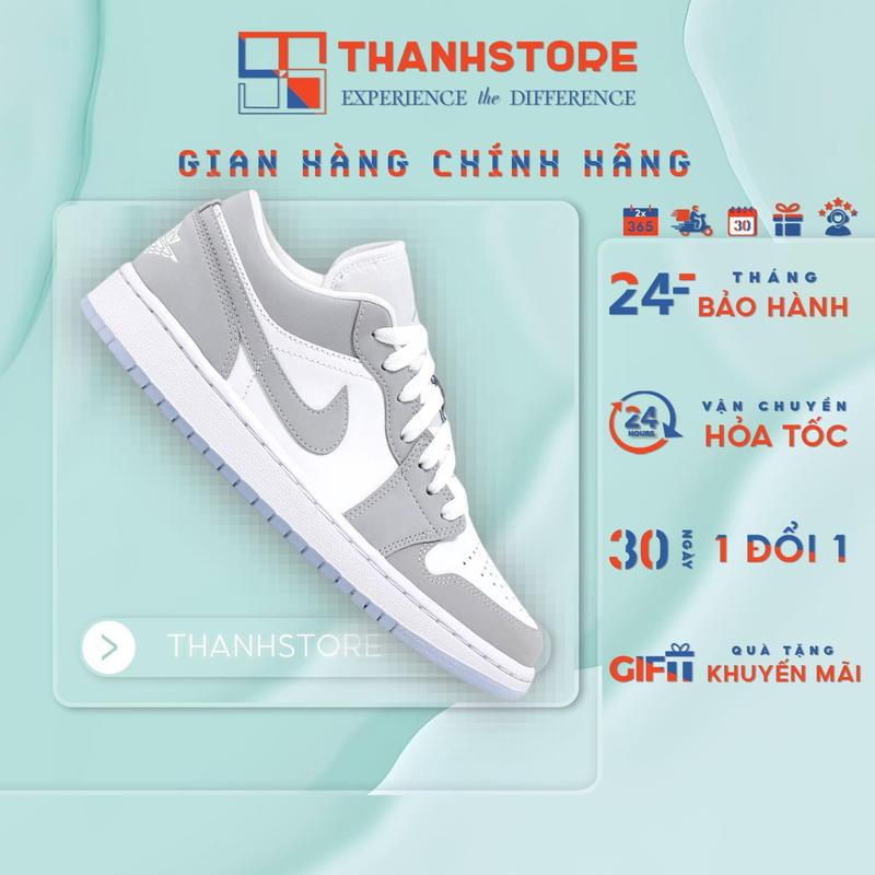 [CHÍNH HÃNG] Giày thể thao nam nữ trắng xám giày Nike Wmns Air Jordan 1 Low ‘White Wolf Grey’_hàng xuất khẩu chính hãng - Sneaker Sport - NAWWG